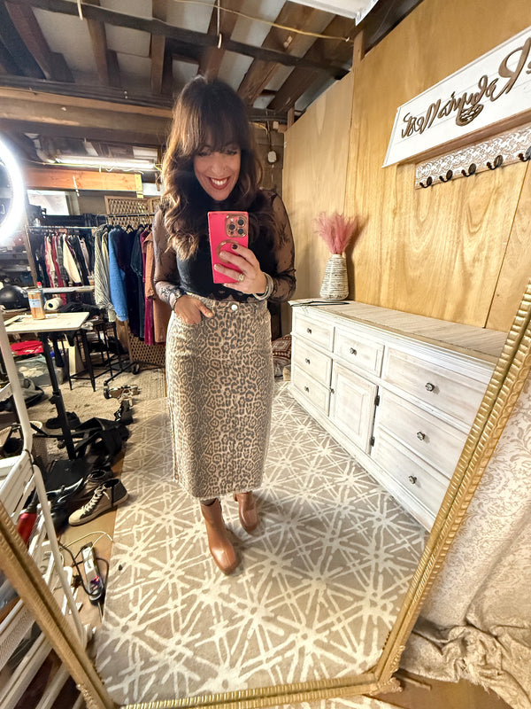 EASEL PREORDER Animal Instinct Midi Skirt