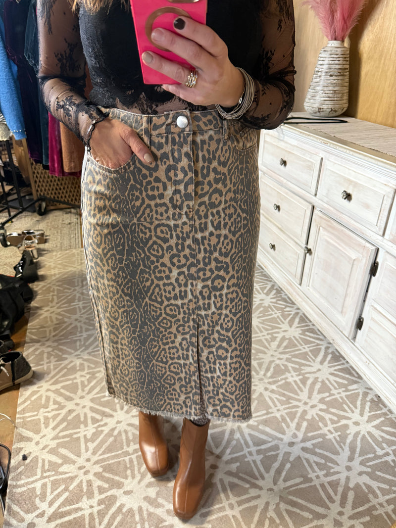 EASEL PREORDER Animal Instinct Midi Skirt