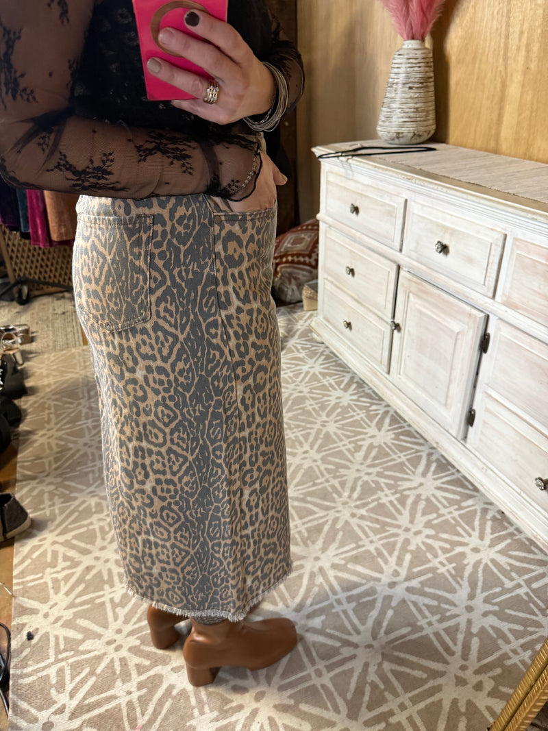 EASEL PREORDER Animal Instinct Midi Skirt