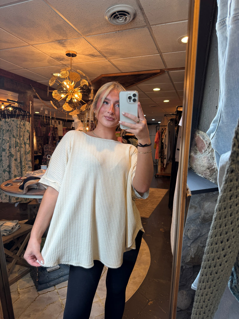 EASEL PREORDER- MINERAL WASHED THERMAL KNIT OVERSIZED TOP