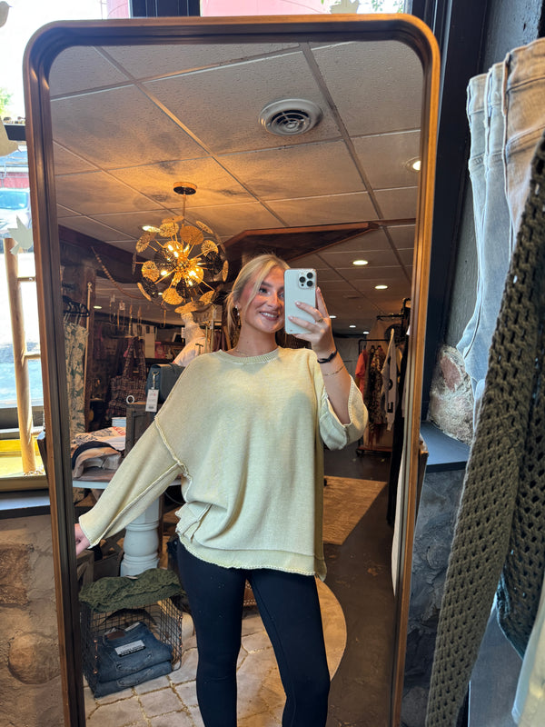 Easel Preorder Mineral Washed Knit Sweater Top