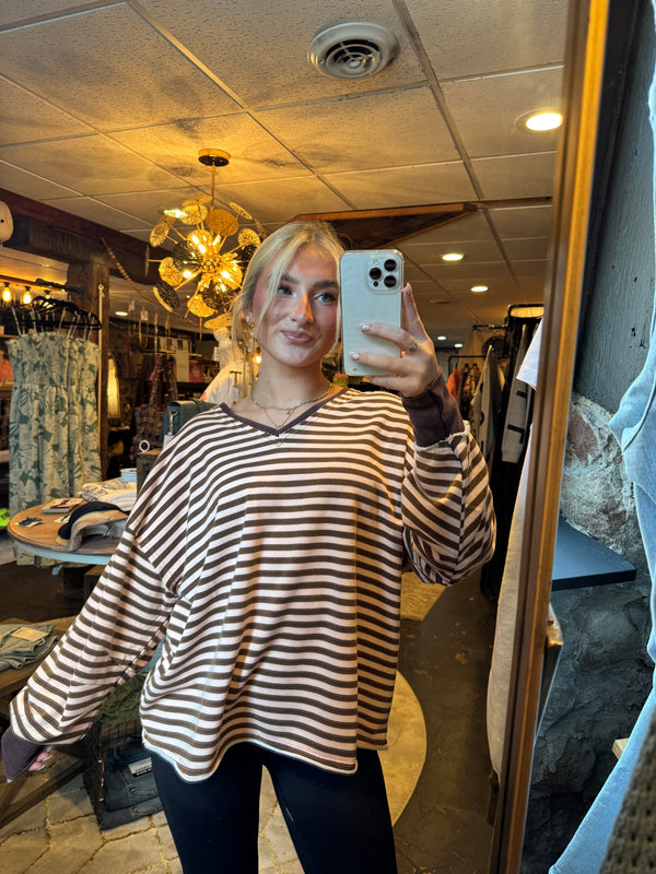 EASEL PREORDER- STRIPED WASHED TERRY PULLOVER