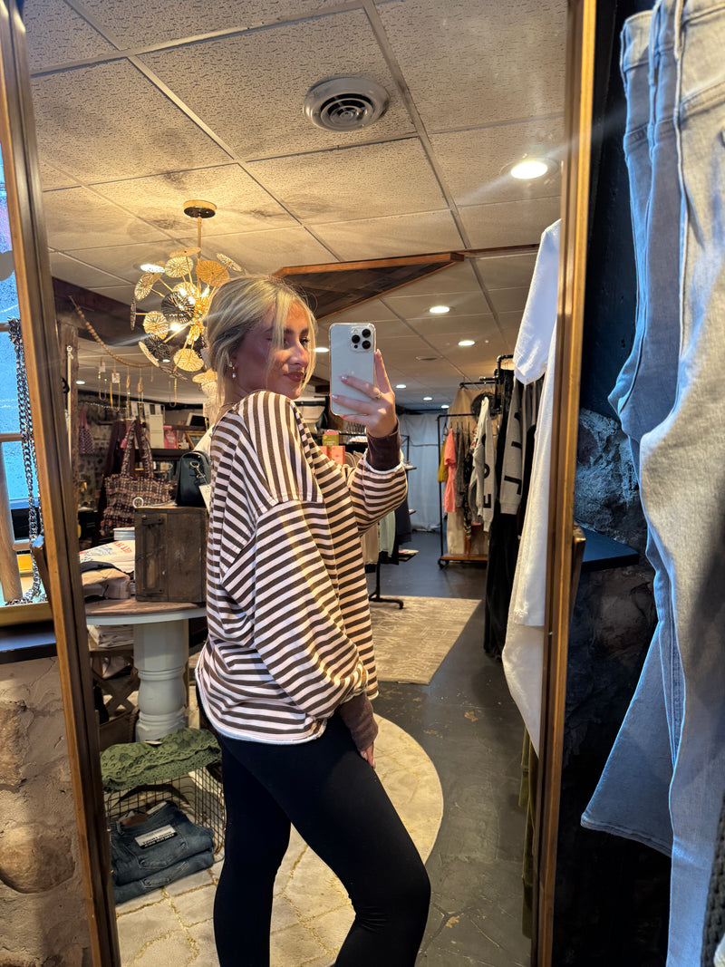 EASEL PREORDER- STRIPED WASHED TERRY PULLOVER