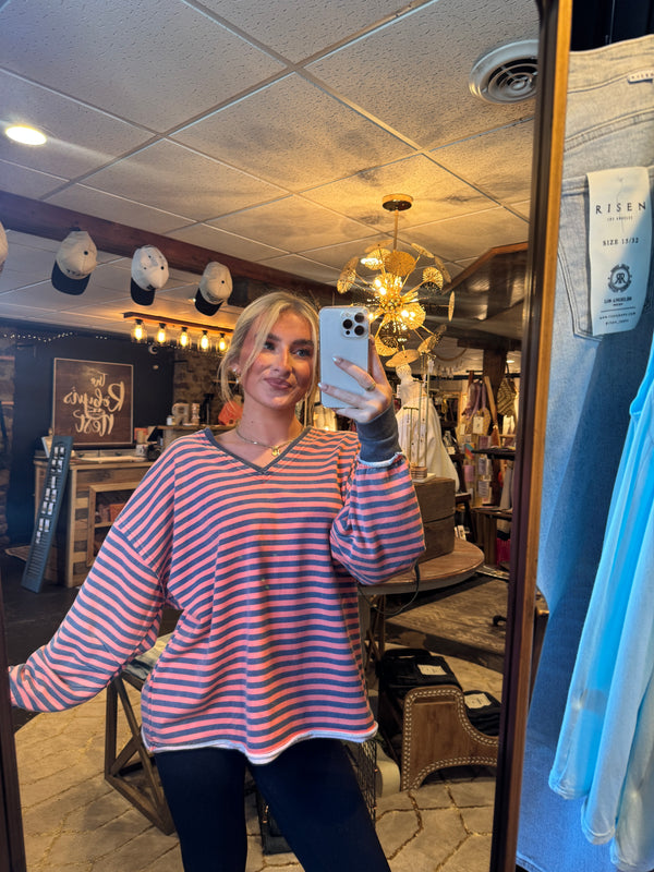 EASEL PREORDER- STRIPED WASHED TERRY PULLOVER