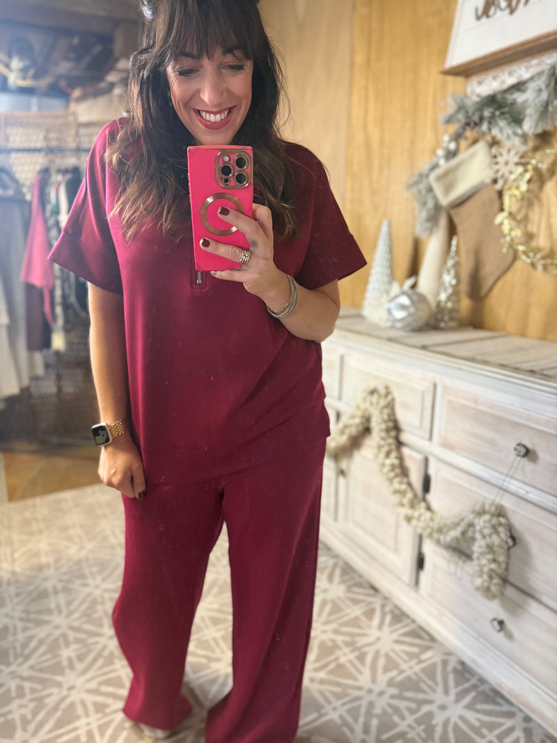 Zenana Sporty Gal Half Zip Top & Pants *SET*