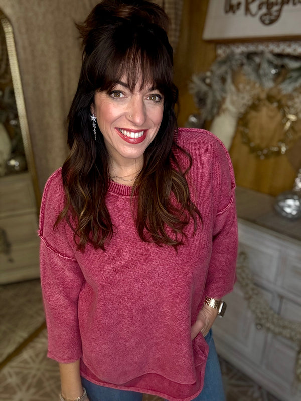 Zenana Good Is Coming 3/4 Sleeve Sweater