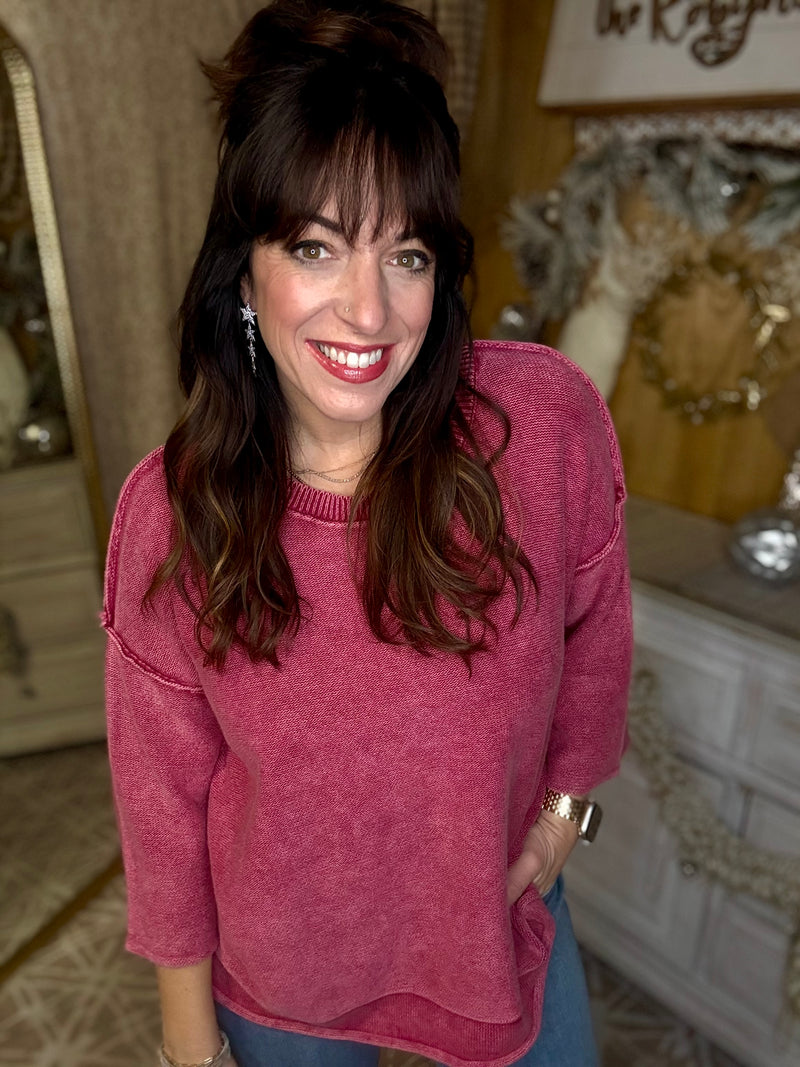 Zenana Good Is Coming 3/4 Sleeve Sweater