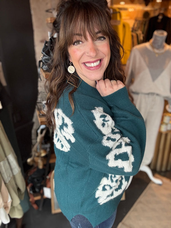 INTARSIA FLORAL KNITTED SWEATER