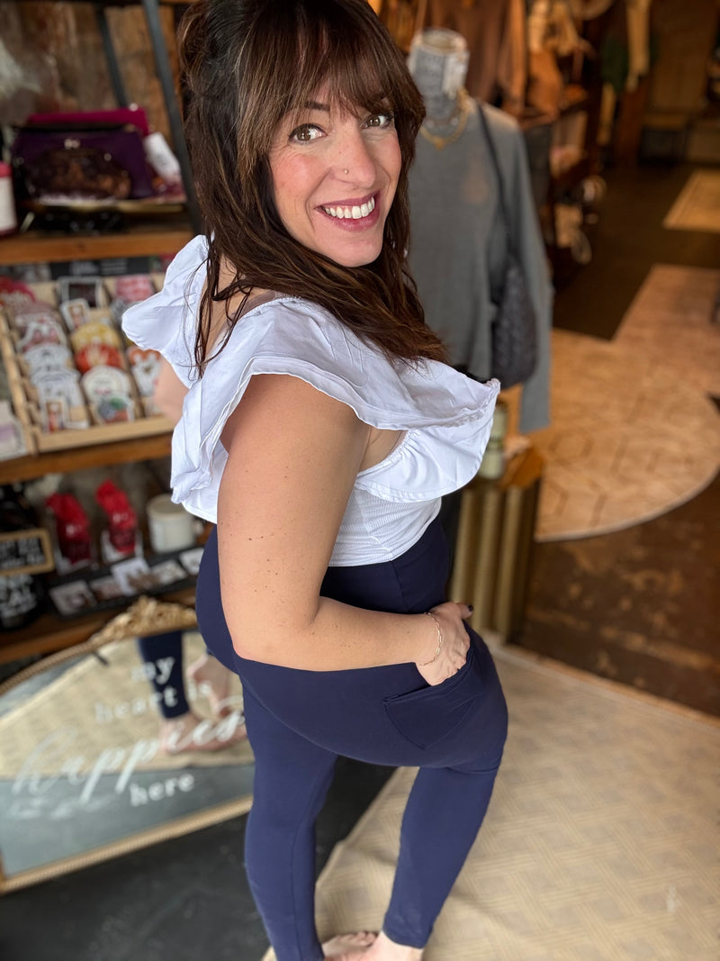 The Caitlin - Crossover Leggings with Pockets  *PREORDER*