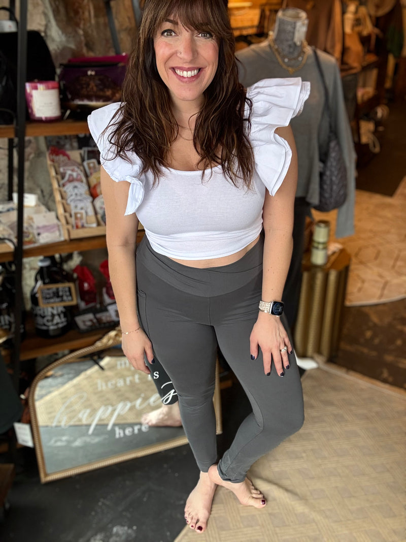 The Caitlin - Crossover Leggings with Pockets  *PREORDER*