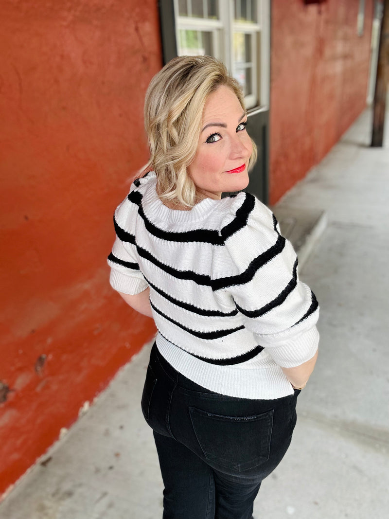 "Top of the Mast" Puff Sleeve Sweater
