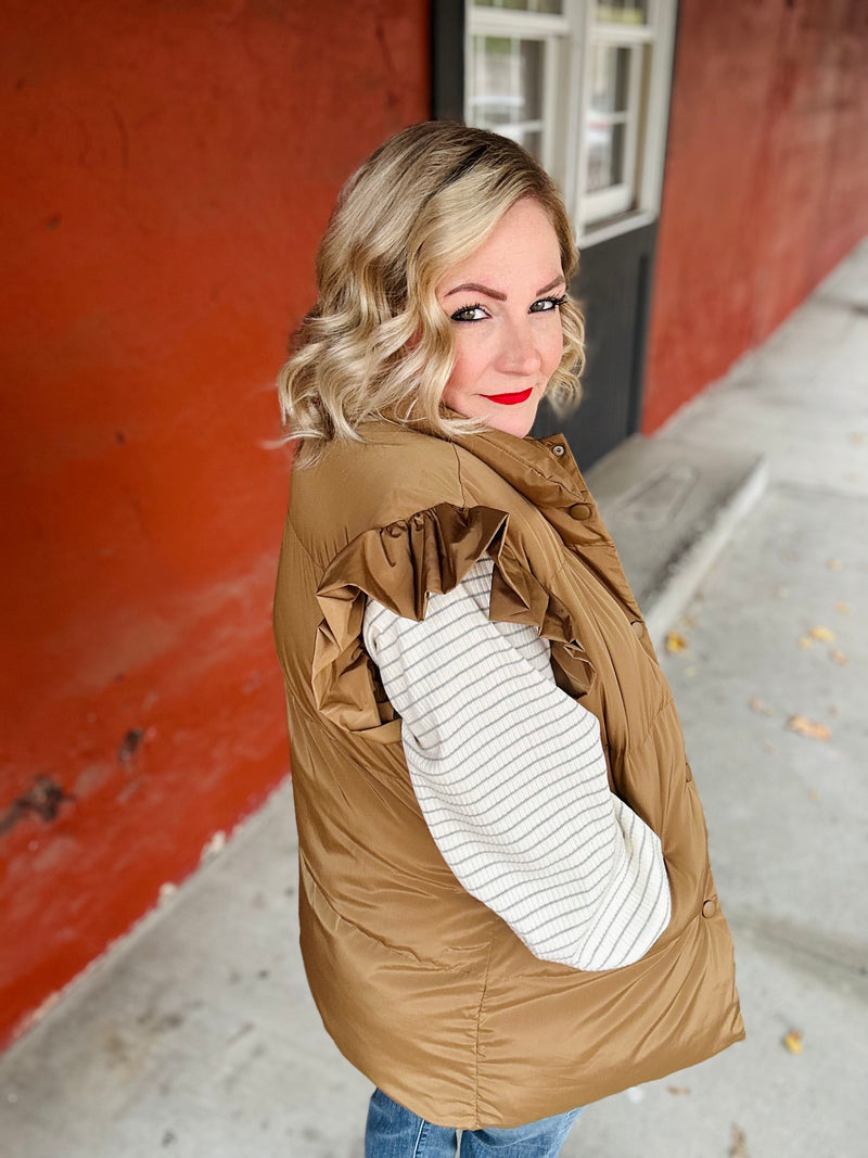 "Miss Independent" Ruffle Down Vest
