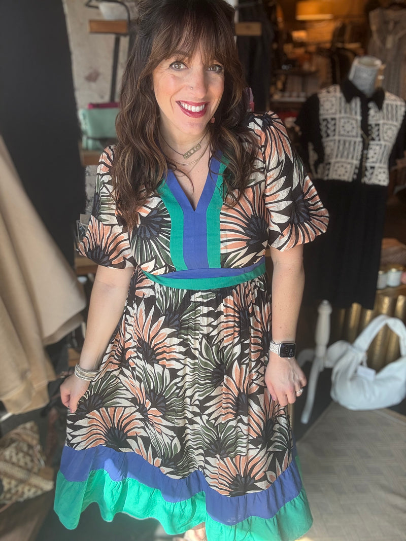 "Summer Palms" Midi Dress