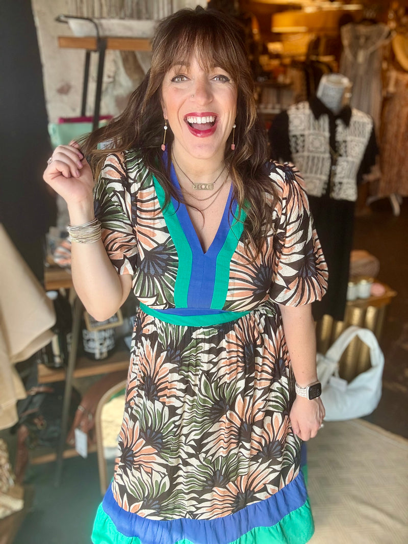"Summer Palms" Midi Dress