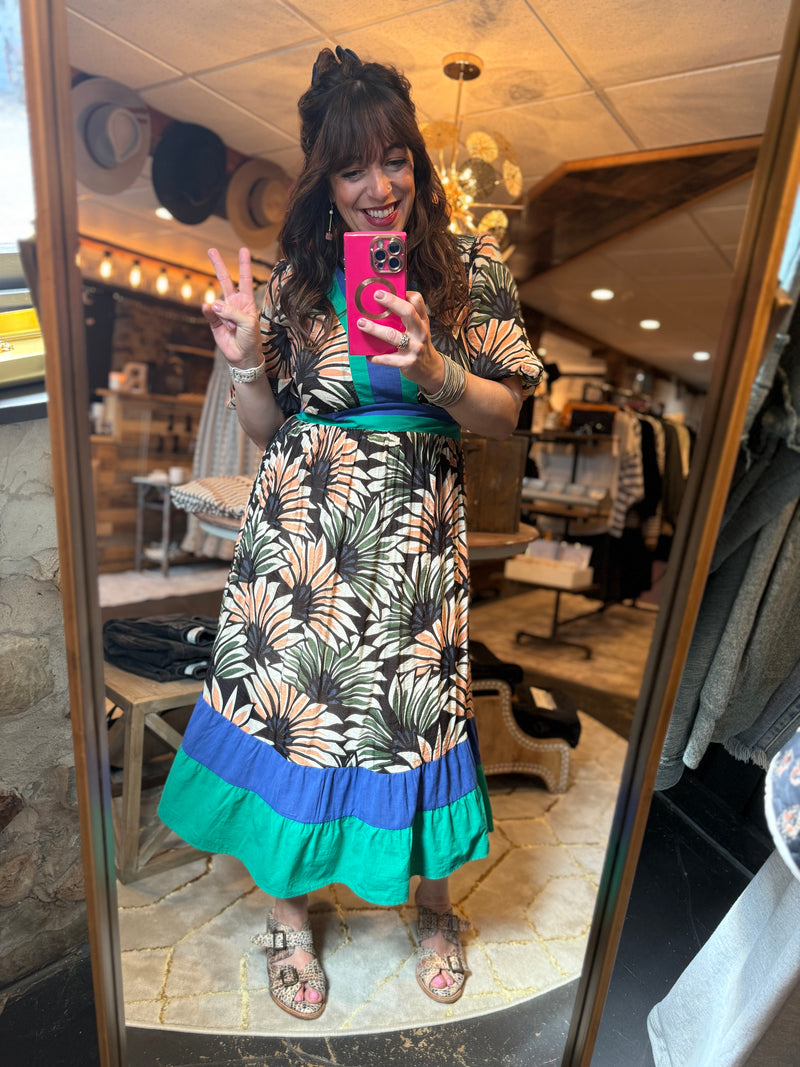"Summer Palms" Midi Dress