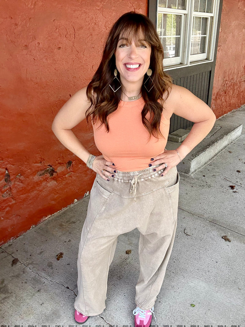 "Adventure Calls" Barrel Leg Pants