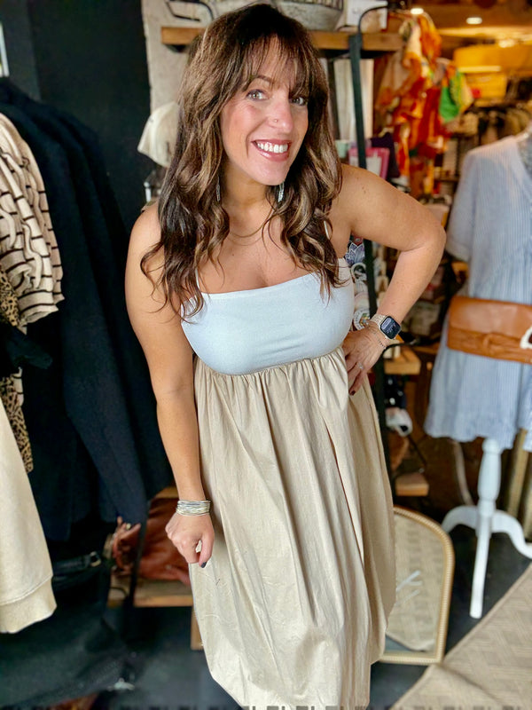 "Neutral Ground" Midi Dress