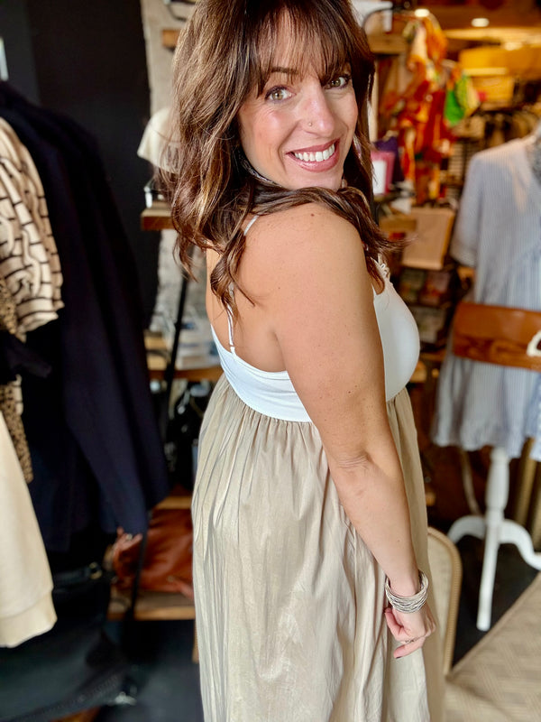 "Neutral Ground" Midi Dress