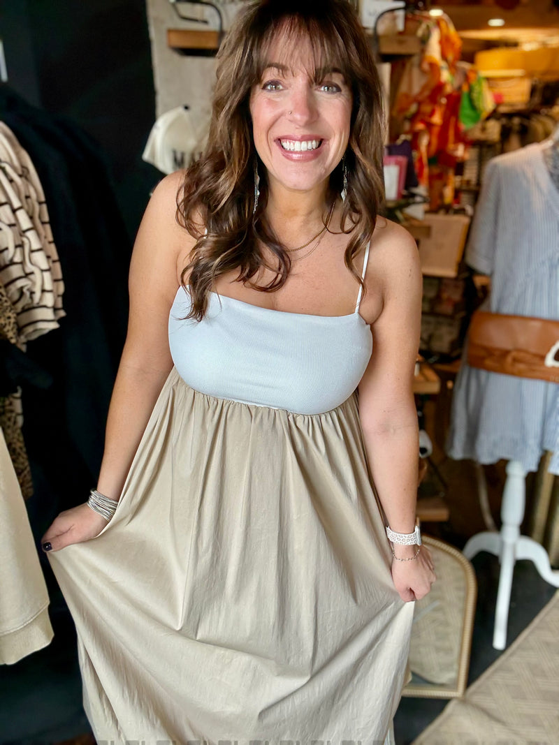 "Neutral Ground" Midi Dress