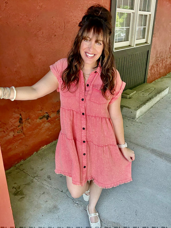 "The Rooftop" Button Up Mini Dress