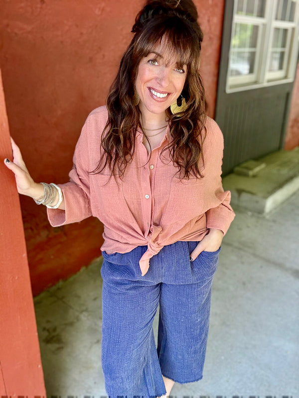 "Breezy Days" Button Down Top *New Colors*