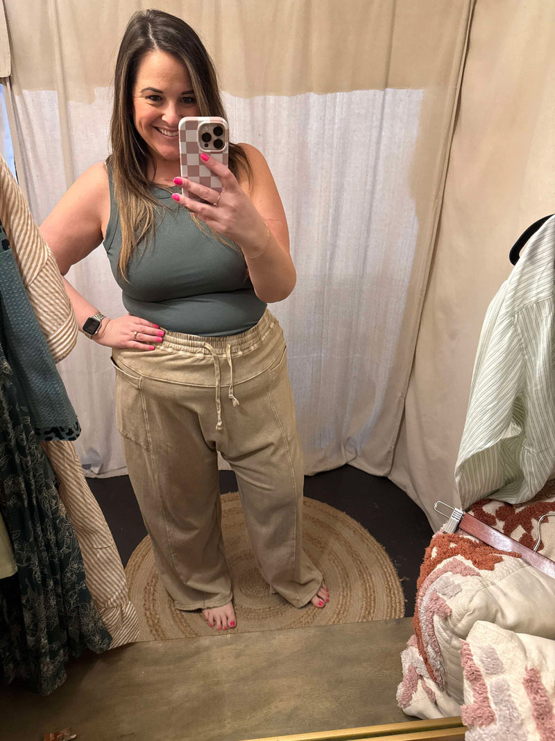 "Adventure Calls" Barrel Leg Pants