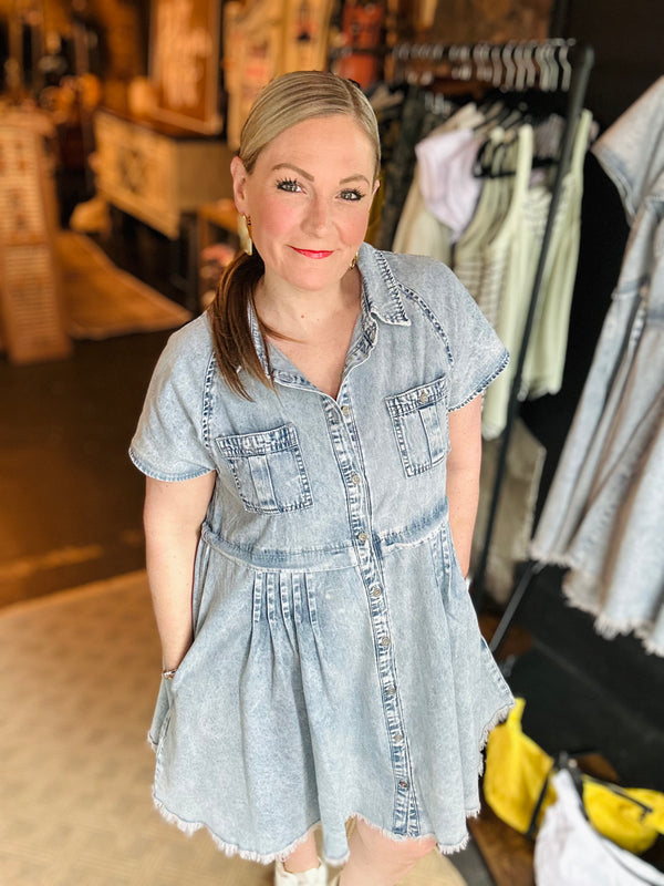 "Hip Chic" Button Down Dress