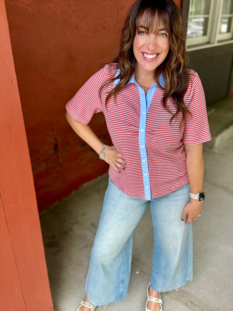 "In Session" Button Down Top