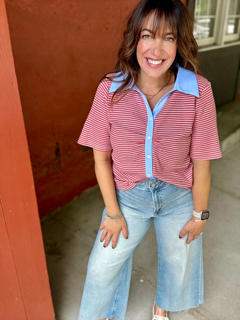 "In Session" Button Down Top