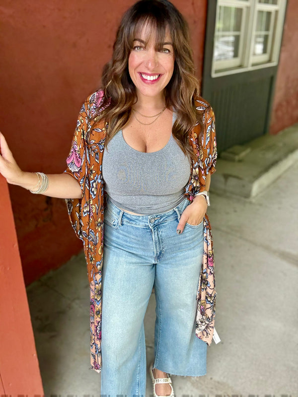Garden Floral Print Kimono