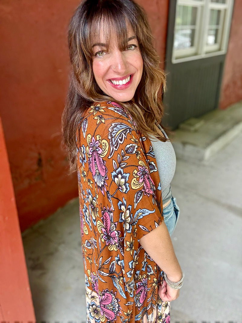 Garden Floral Print Kimono