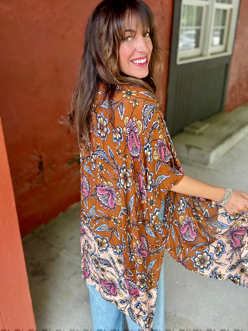 Garden Floral Print Kimono