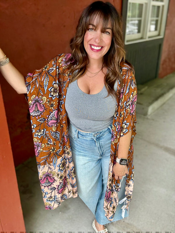 Garden Floral Print Kimono