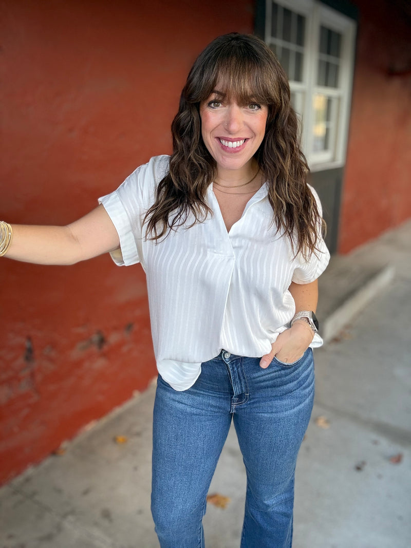 "Meeting Time" Short Sleeve Blouse