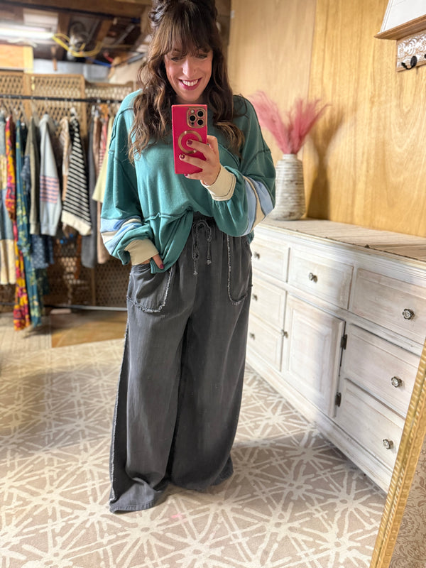 Easel Preorder- WASHED CHAMBRAY PALAZZO PANTS