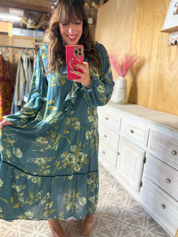 Easel Preorder- Teal Midi Dress