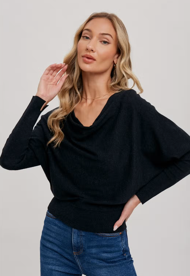 "Here For It" Cowl Neck Top *Black*