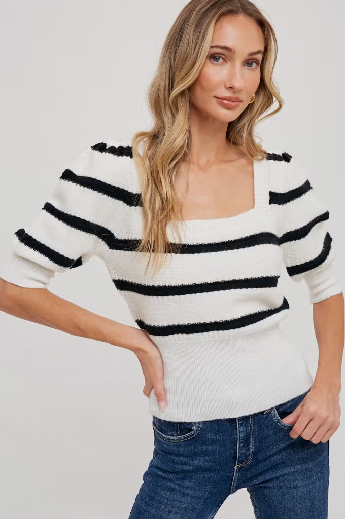 "Top of the Mast" Puff Sleeve Sweater