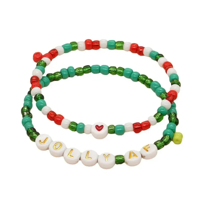 Jolly AF Holiday Christmas Friendship Bracelet Set