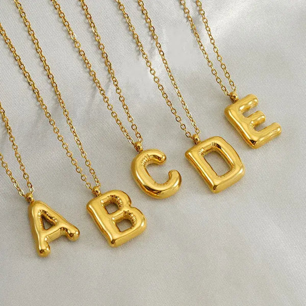 Balloon Style Initial Pendant Necklace