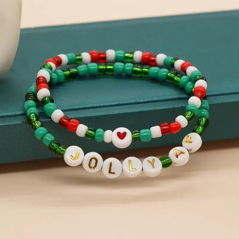 Jolly AF Holiday Christmas Friendship Bracelet Set