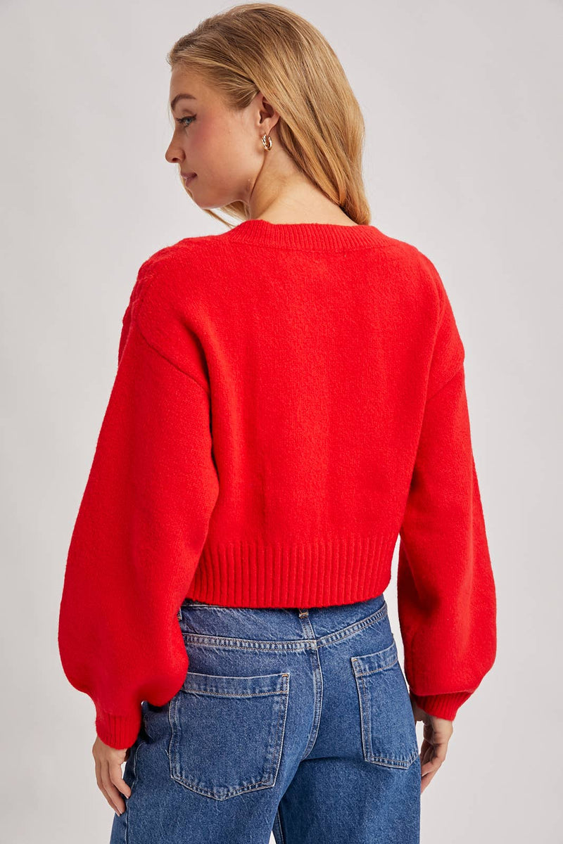 Cable Car Love V Neck Knit Sweater