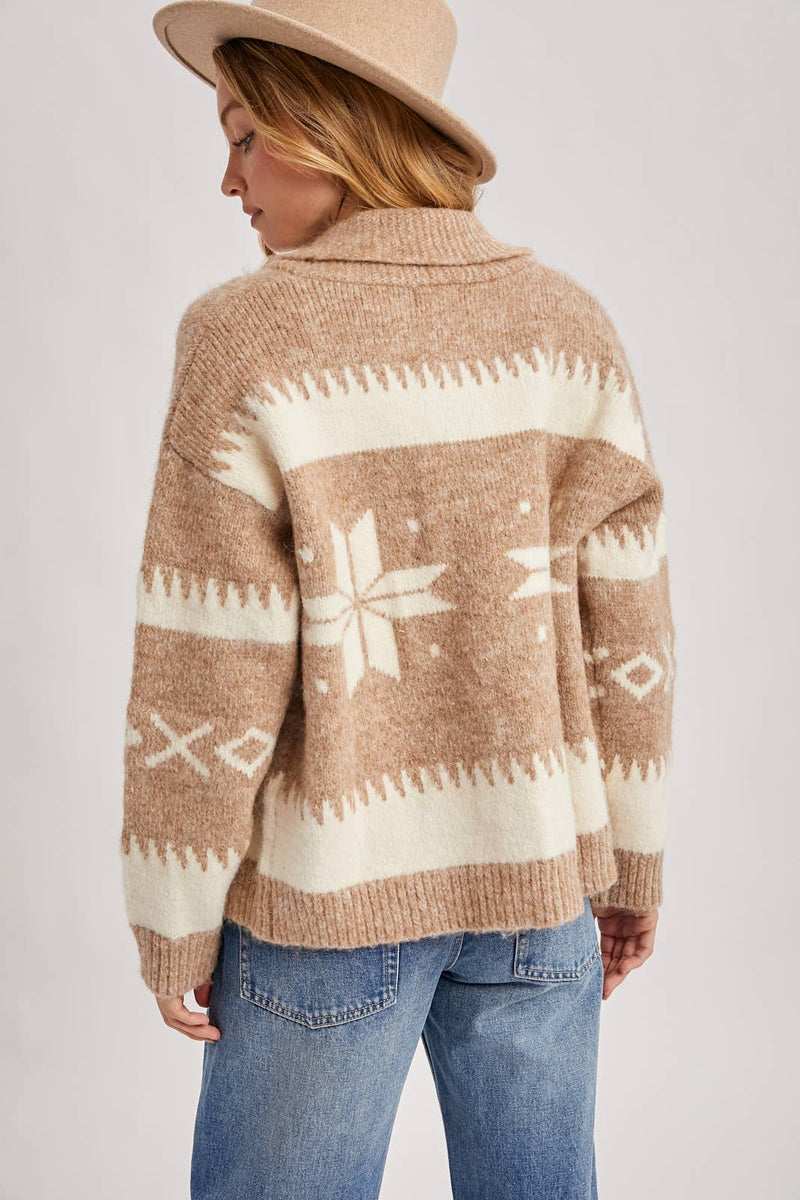 Fair Isle Zip Up Sweater