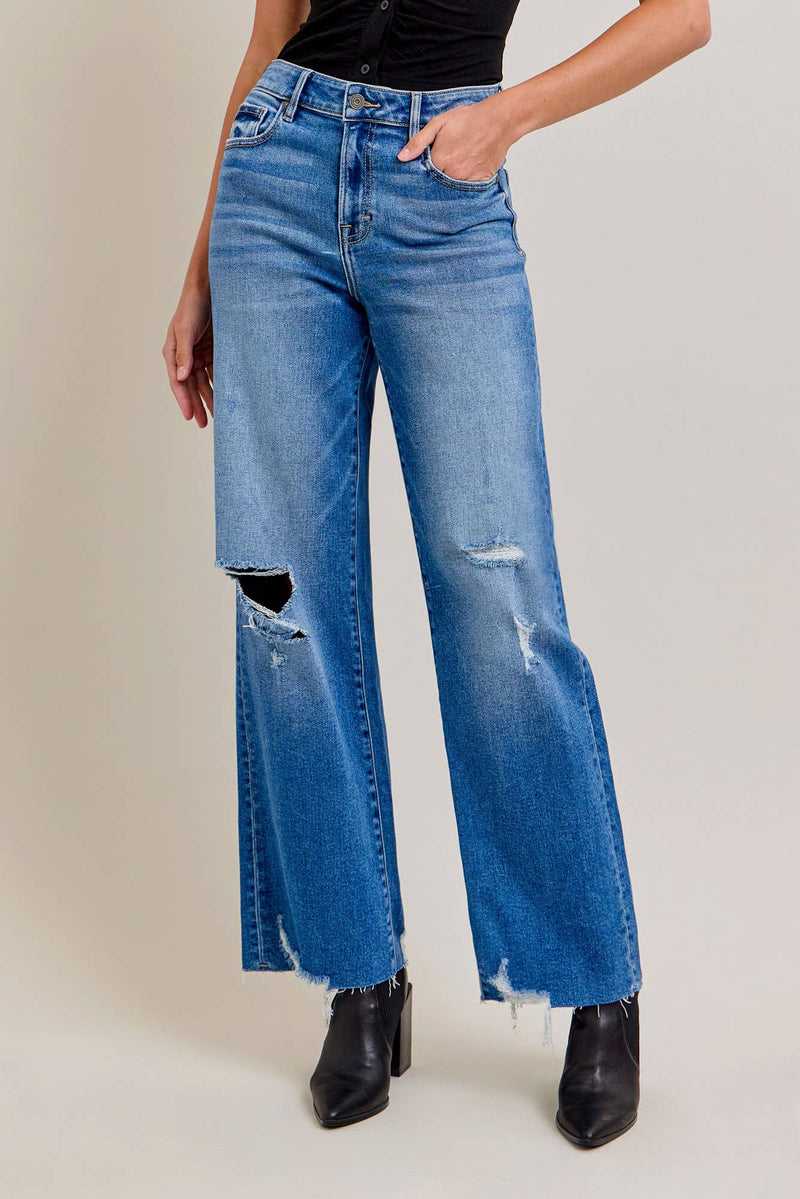 Hidden Medium Dark Distressed Stretch Dad Jean