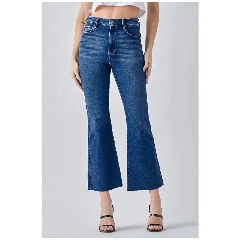 Hidden Dark Wash Clean Cropped Flare Jeans