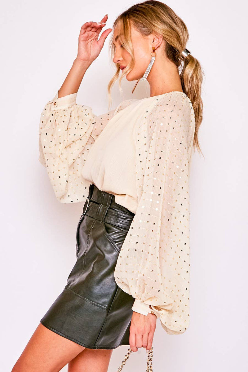 Life of the Party Balloon Sleeve Blouse