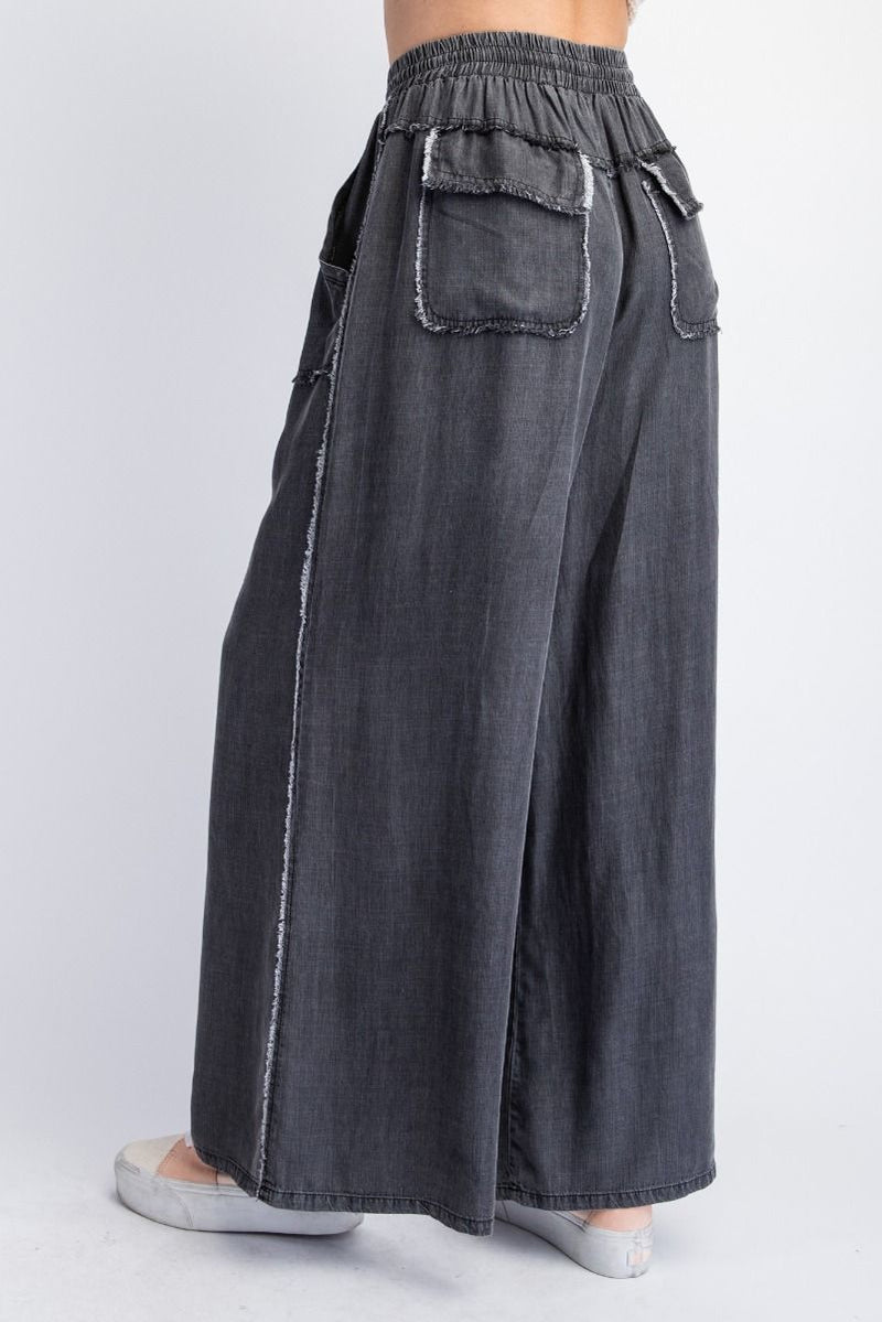Easel Preorder- WASHED CHAMBRAY PALAZZO PANTS