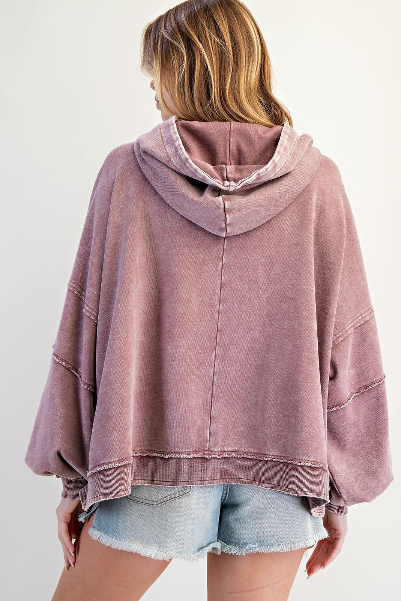 EASEL PREORDER- Balloon Sleeves Washed Terry Hoodie Pullover