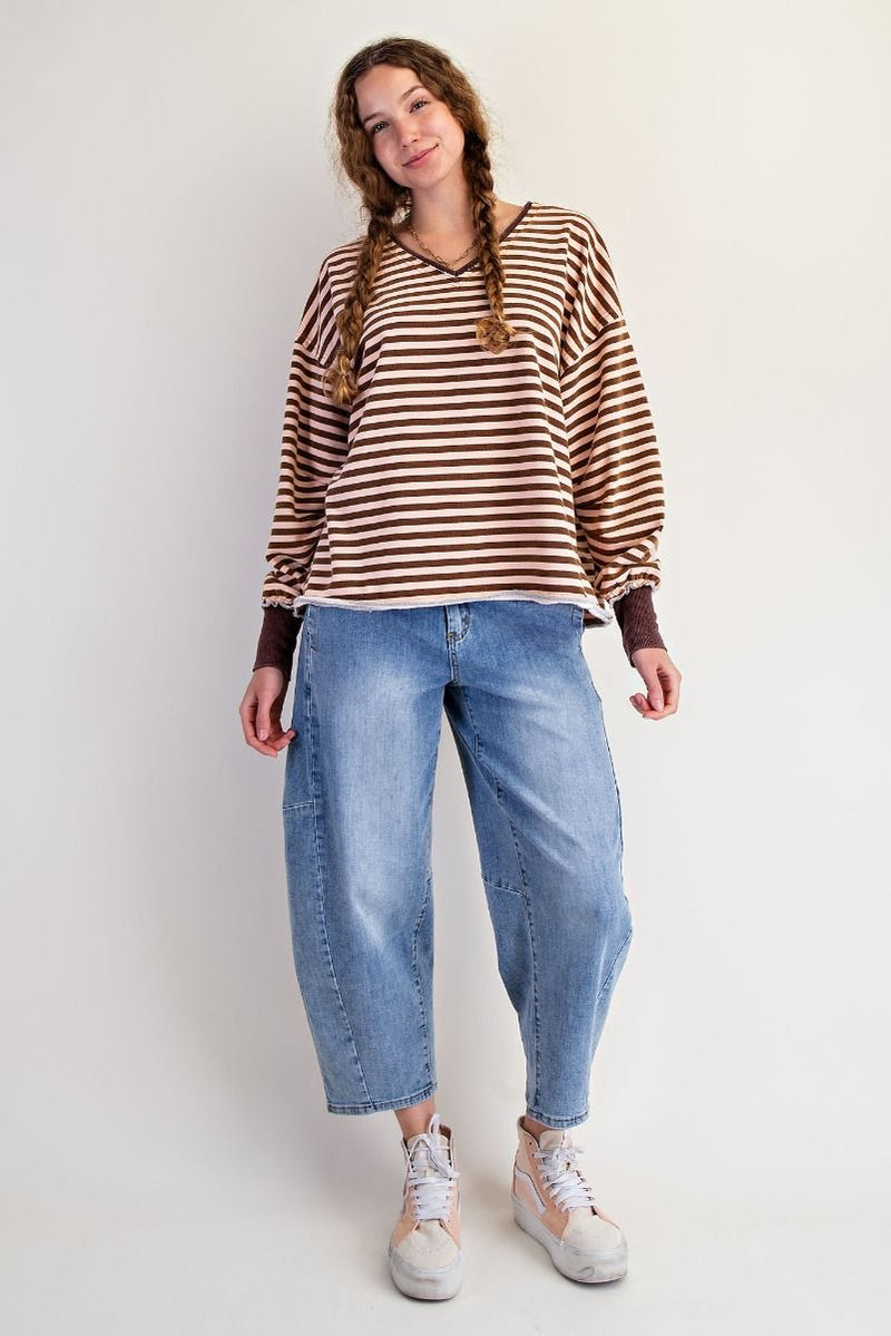 EASEL PREORDER- STRIPED WASHED TERRY PULLOVER