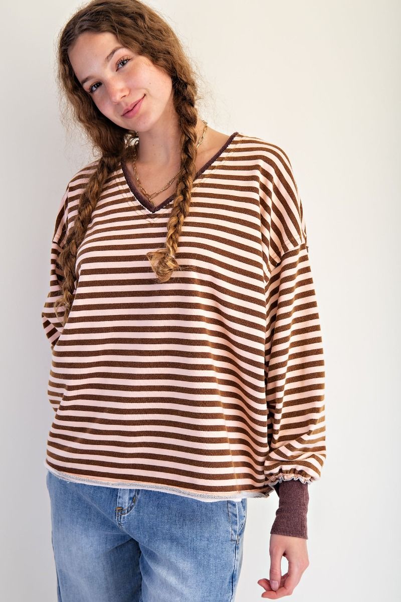 EASEL PREORDER- STRIPED WASHED TERRY PULLOVER